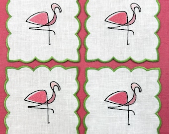 Custom Embroidered Cocktail Napkins - Set of 4