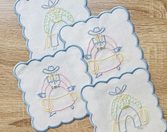 Custom Embroidered Cocktail Napkins - Set of 4