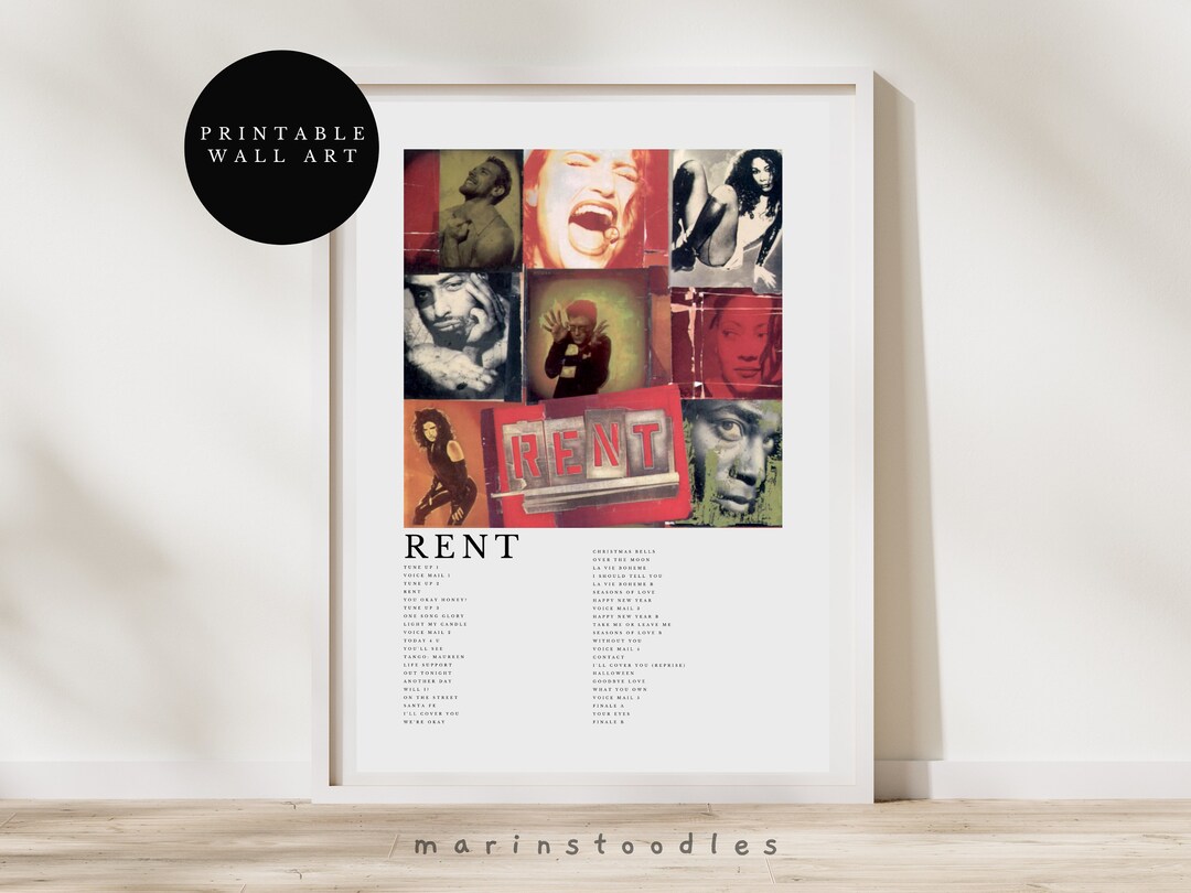 Rent Poster Rent Soundtrack Art Rent Musical Print Etsy