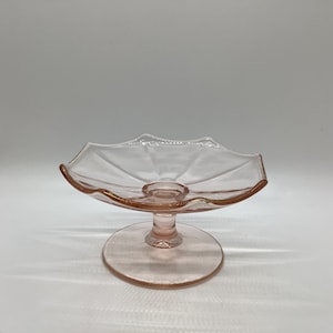 Vintage Small Pink Depression Glass Footed Bonbon Plate