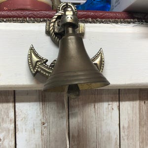 Vintage Small Brass Anchor Wall Bell