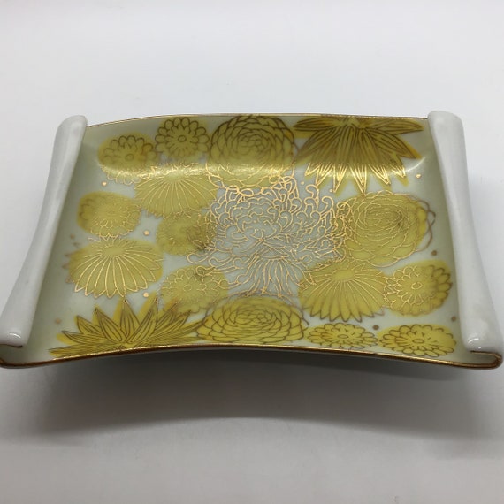 Vintage Genuine Kutani Yellow Rolled Edge Porcelain Plate Etsy