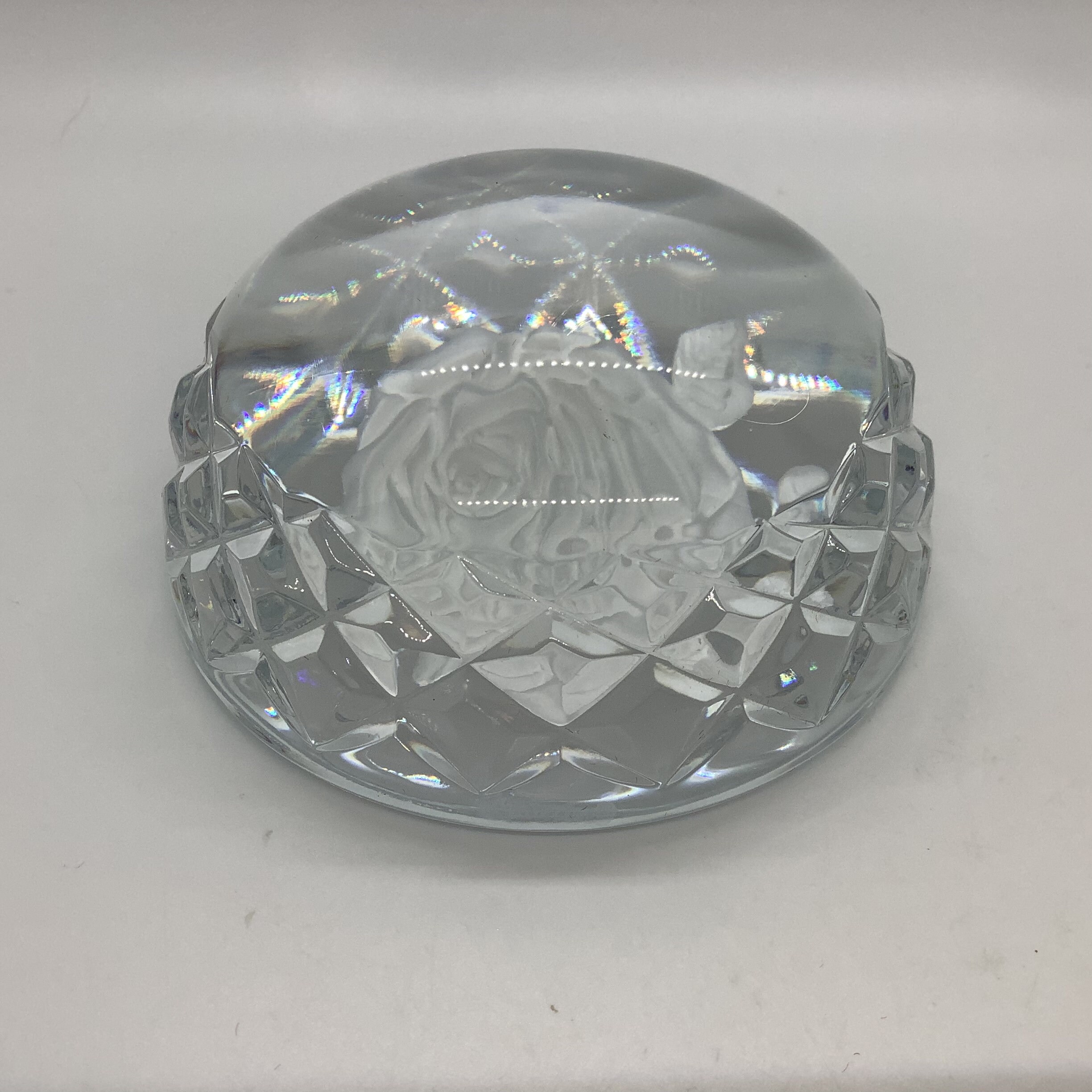 Vintage Waterford Crystal Engraved Rose With Faceted Sides Etsy
