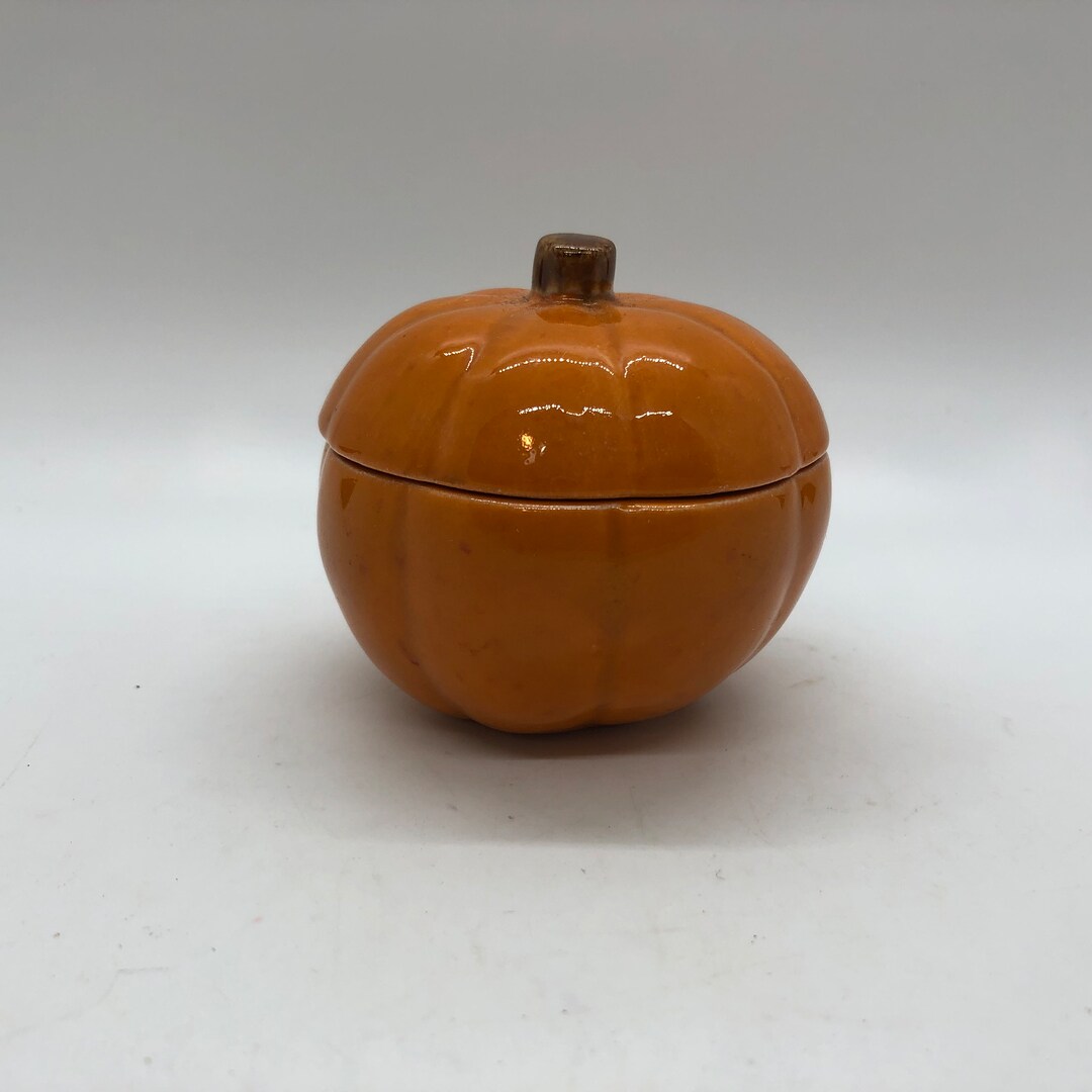 Vintage Hobbyist Small Ceramic Pumpkin Trinket Box Etsy