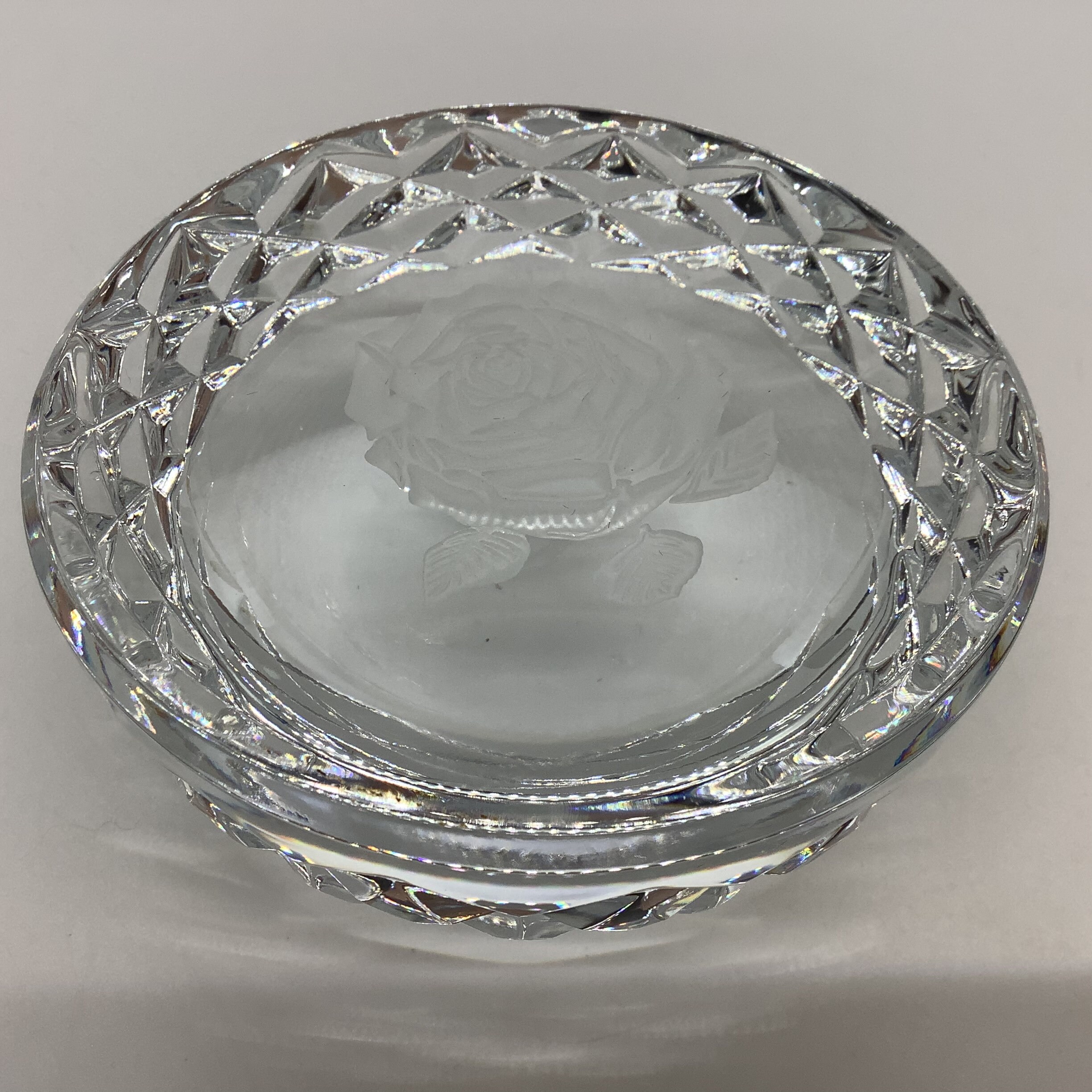 Vintage Waterford Crystal Engraved Rose With Faceted Sides Etsy