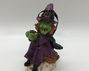 Vintage Resin Halloween Witch Ornament