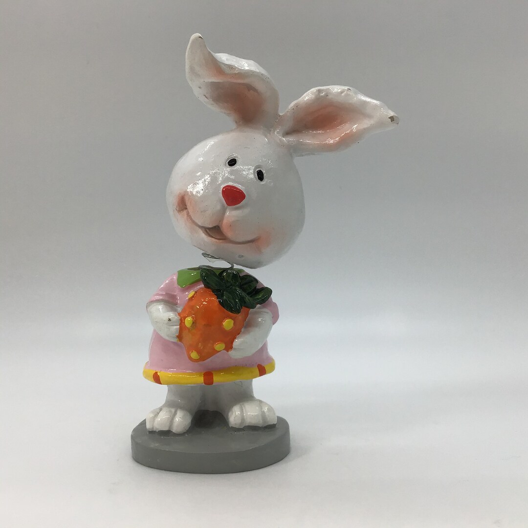Vintage Bobble Head Rabbit Figurine Etsy