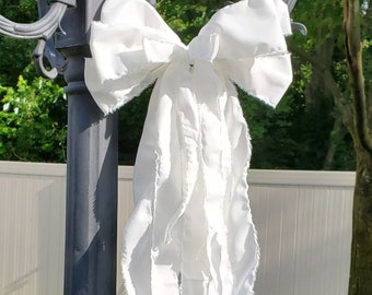 Rag Bow White Cream Cotton Fabric Country Cottage Wedding 9" x 12"