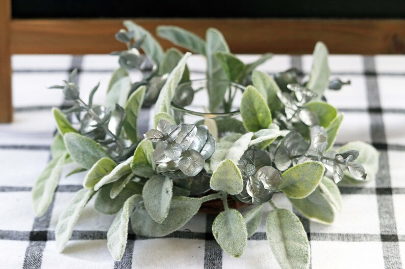 Lamb's Ear Taper Candle Ring Metallic Silver Coated Etsy