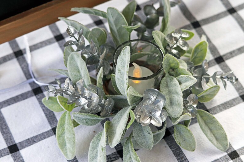 Lamb's Ear Taper Candle Ring Metallic Silver Coated Etsy
