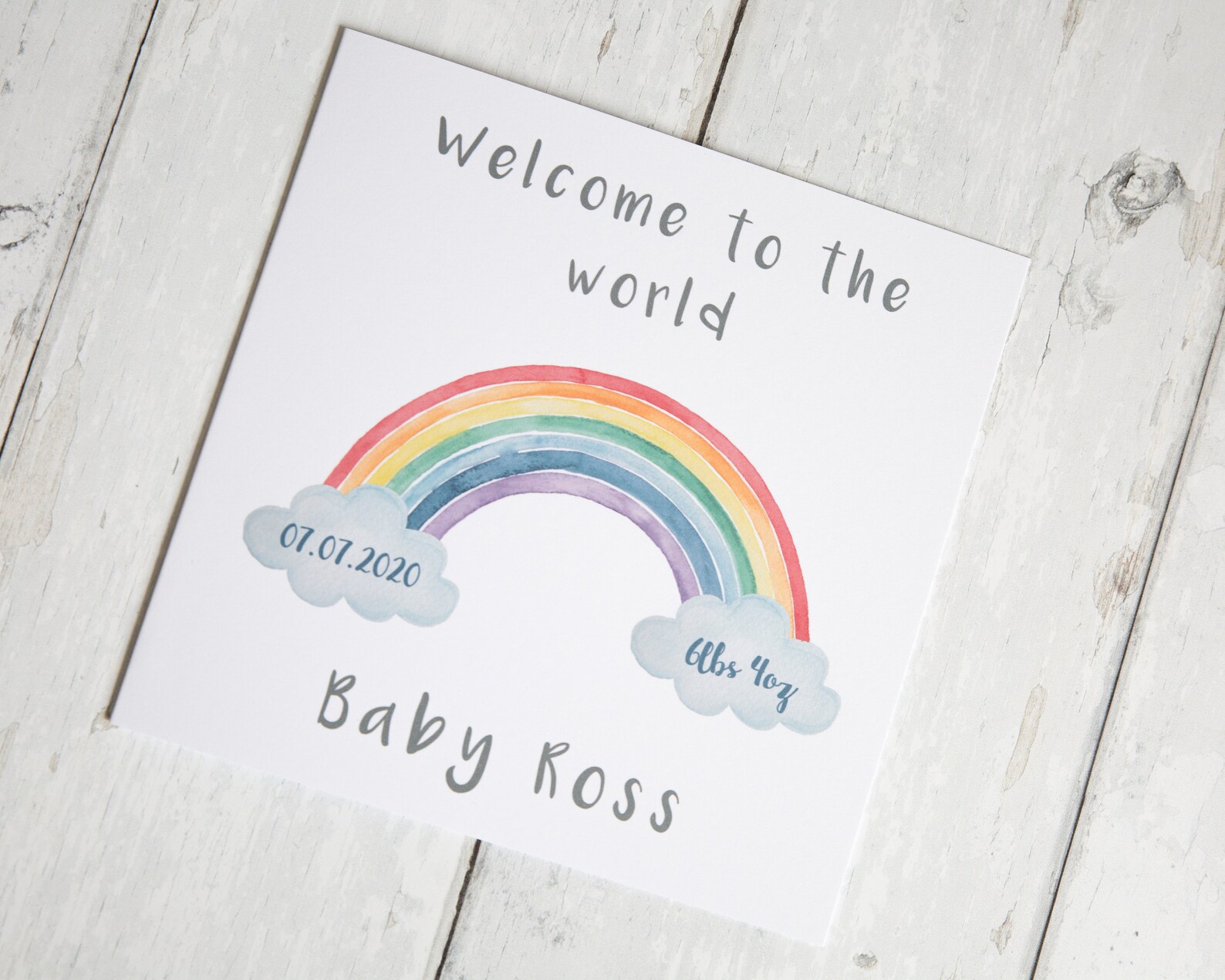 Rainbow New Baby Card Personalised Baby Card New Baby Boy Etsy