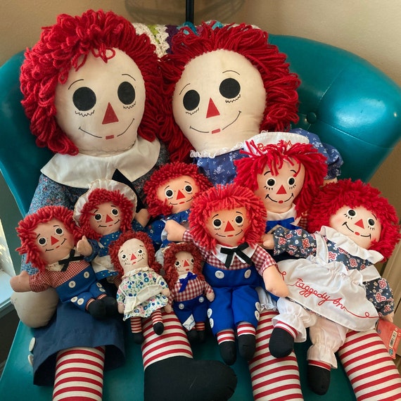 Raggedy Ann Sets, Vintage Raggedy Ann and Andy Sets, all different sizes, 7”, 9”, 12”, 15”, 20”, 24”, 36” Raggedy Ann Sets, Vintage Raggedy Ann and Andy Sets, all different sizes, 7”, 9”, 12”, 15”, 20”, 24”, 36”