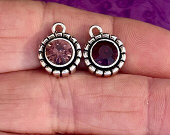 Amethyst Charms (3 or 6 charms) Purple Charms, February Charms, June Charms