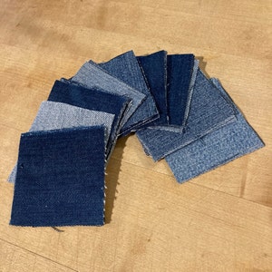 Denim Jean Fabric Squares for Quilting, 30 pcs, 3x3 or 4x4 or 5x5