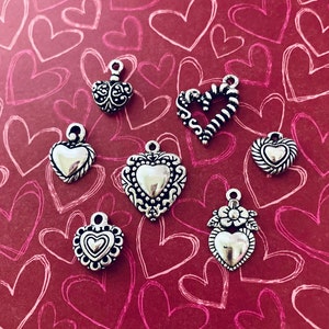 7 Small Heart Charms, smaller sizes
