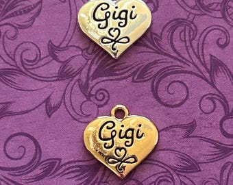 Gigi Heart Grandmother Sterling Silver Charm - With Options - Etsy