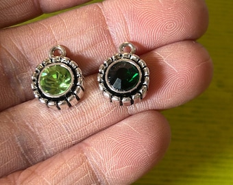 Green Birthstone Charms (3 or 6 charms) Peridot Charms, Emerald Charms, May Birthstone Charms, August Birthstone Charms
