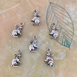 Bunny Charms, Rabbit Charms, Easter Bunny Charms, 6 or 12 Charms