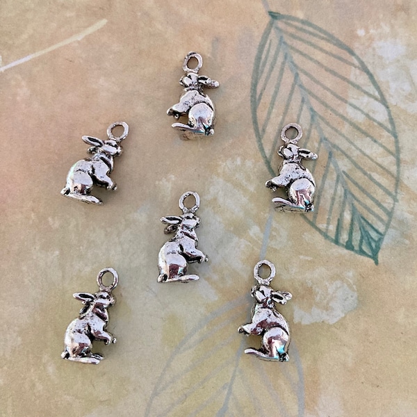 Bunny Charms, Rabbit Charms, Easter Bunny Charms, 6 or 12 Charms