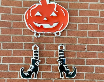 Dangle Pumpkin Charms, Halloween Charms, Witch Leg Charms, Pumpkin Charms