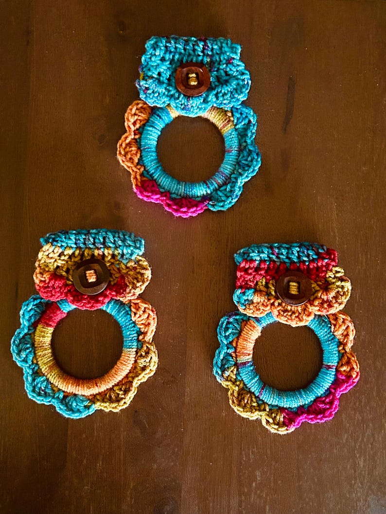 Stove Handle Crocheted Kitchen Towel Holder (9 Colors) Handmade Crocheted Kitchen Towel Holder, Farm House Decor image 13