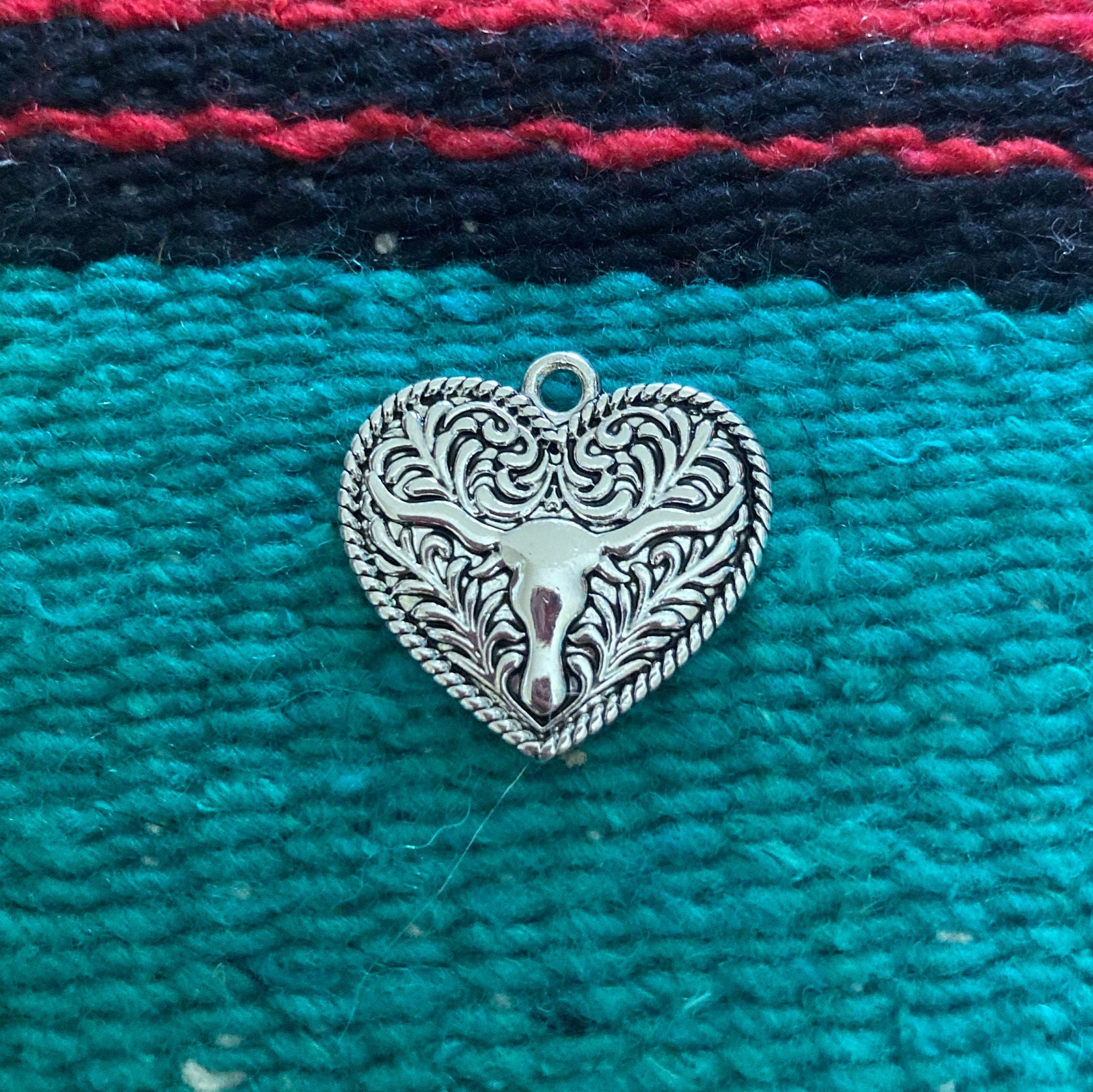 Western Heart Charms (6 or 12 Charms) Concho Charm, Longhorn Charms