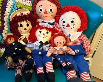 Raggedy Andy Dolls, all different sizes