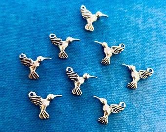 Humming Bird Charms (8 Charms) Double Sided Hummingbird Charms