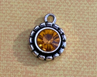 Topaz Charms (3 or 6 charms) Gold Crystal Charms, Gold Charms, November Birthstone Charms
