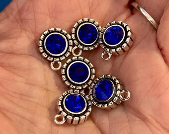 Sapphire Charms (3 or 6 charms) Blue Crystal Charms, September Birthstone Charms, Blue Charms