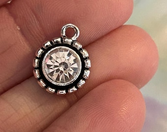 Crystal Charms (3 or 6 charms) Crystal Accent Charms, April Birthstone Charms, Clear stone Charms, CZ Charms