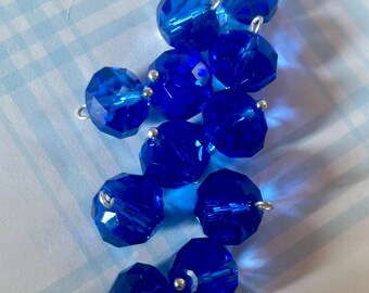 20mm Blue Crystal Bead Charms (12 Beads) Blue Bead Drop Charms, Blue Dangle Bead Charms, Blue Bead Charms