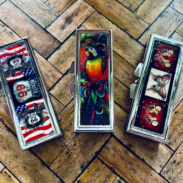 Pill Box, Trinket Box, Earring Box, Divided Metal Box