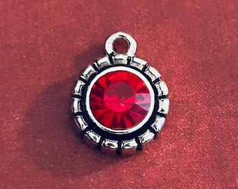 Ruby Red Charms (3 or 6 charms) Red Crystal Charms, Garnet Charms, January Birthstone Charms, July Birthstone Charms