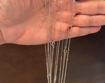 18” Rhodium Necklace Chains (6 Necklaces) Cable Chain Necklaces