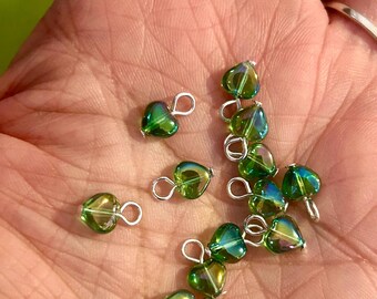 4mm Green Beads (12 Beads)  Green Heart Beads, Green Beads, Green Charms