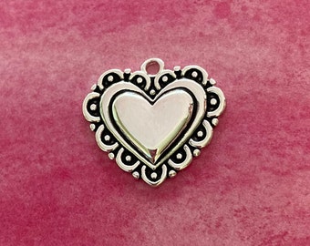 Lacey Edged Heart Charms, 6 - 12 pcs