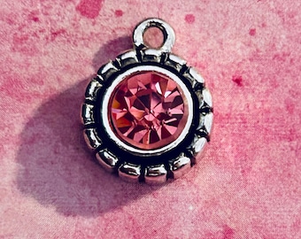 October Birthstone Charms (3 or 6 charms) Pink Charms, Rose Charms