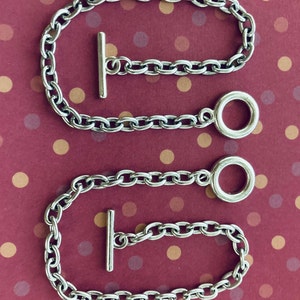 2 Silver Toggle Bracelets, Charm Bracelets