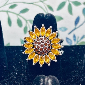 Sunflower Ring, Flower Ring, Sunflower Stretch Ring