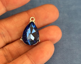 3 Blue Sapphire Charms (3 Charms) September Birthstone Charms, Blue Crystal Charms, Blue Tear Drop Charms
