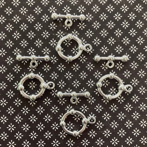 Sterling Silver Plated Toggle Clasp (4 sets) Small Toggle Bracelet Clasp