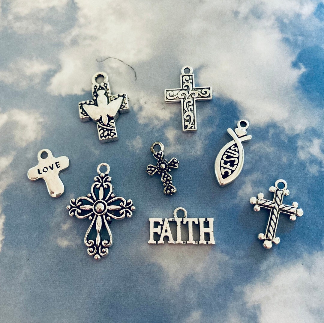 FAITH Cross Charm Assortment 8 Charms Jesus Charms, Christian Charms Etsy