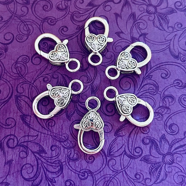 Sterling Silver Plated Lobster Clasps (6 pcs)  Large Lobster Clasps, Small Lobster Clasps