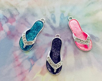 Flip Flop Charms (6 Charms) Flip Flop Pendant, Sandal Charms