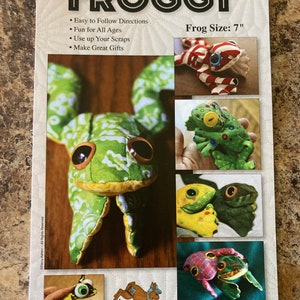 May include: A sewing pattern for making a frog plush toy. The pattern includes instructions for making a 7-inch frog. The pattern is by Darcy Ashton and is available from Ashton Publications.