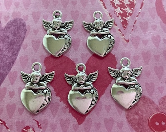 Angel Charms, Angel Heart Charms, Cherub Charms
