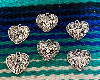 Concho Heart Charms, mix of 3 designs
