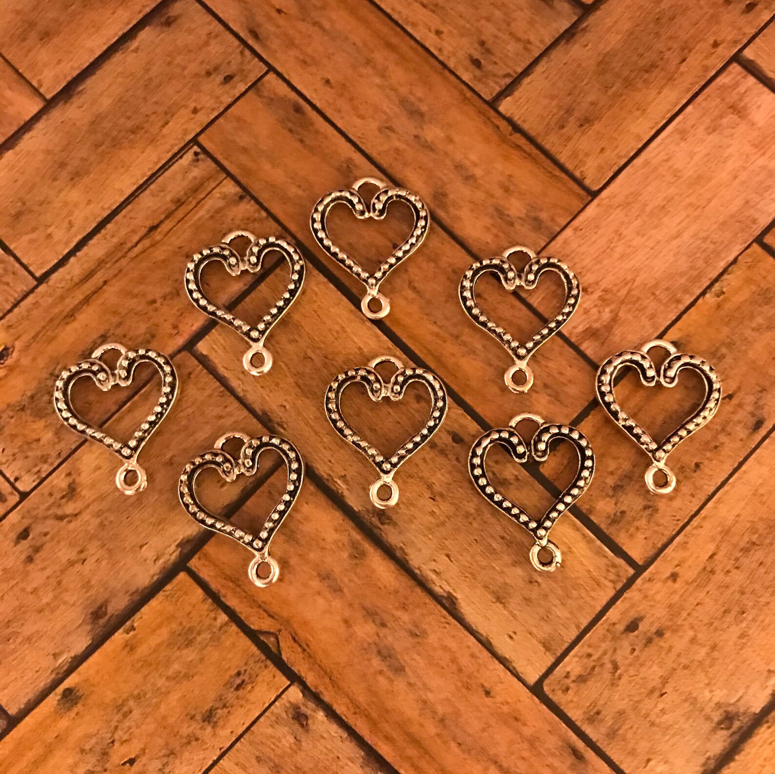 Double Loop Heart Charms Etsy