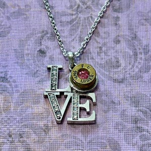 LOVE Bullet Necklace, 9mm Bullet Necklace, Recycled Bullet Necklace